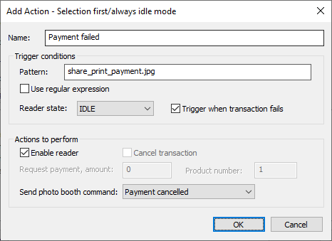 add action selection first ex2 payment failed